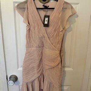 Armani Exchange Pleated Women’s Dress in Blush v neck side closure